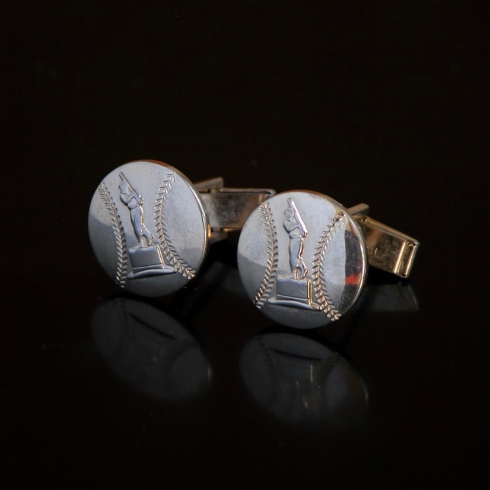 Baseball Player Trophy Gold Tone Cufflinks